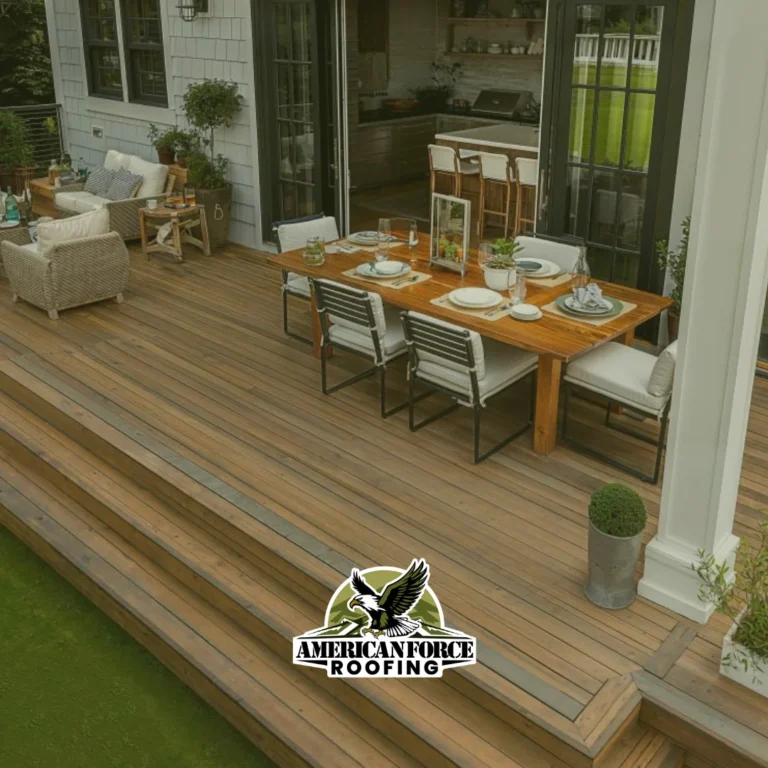 Custom wooden decks built by American Force Roofing